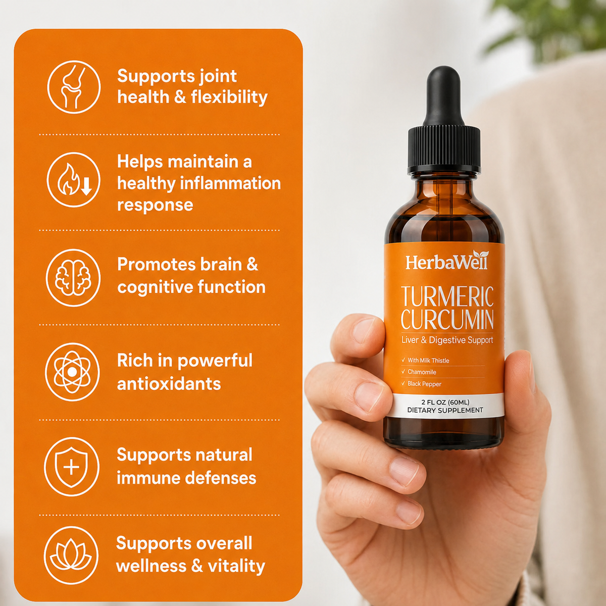HerbaWell Turmeric Curcumin Extract Drops